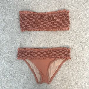 Chelsea28 Smocked Bandeau Bikini top & bottom - Coral/Pink